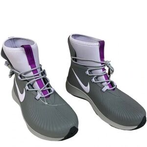 🔥Nike like new Binzie Rain Boots Shoes GS Smoke Grey Violet Frost BQ5380 003 New